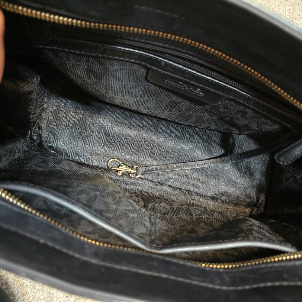 Michael Kors Selma Medium Black Suede Leather Chevron Satchel - Picture 3 of 13